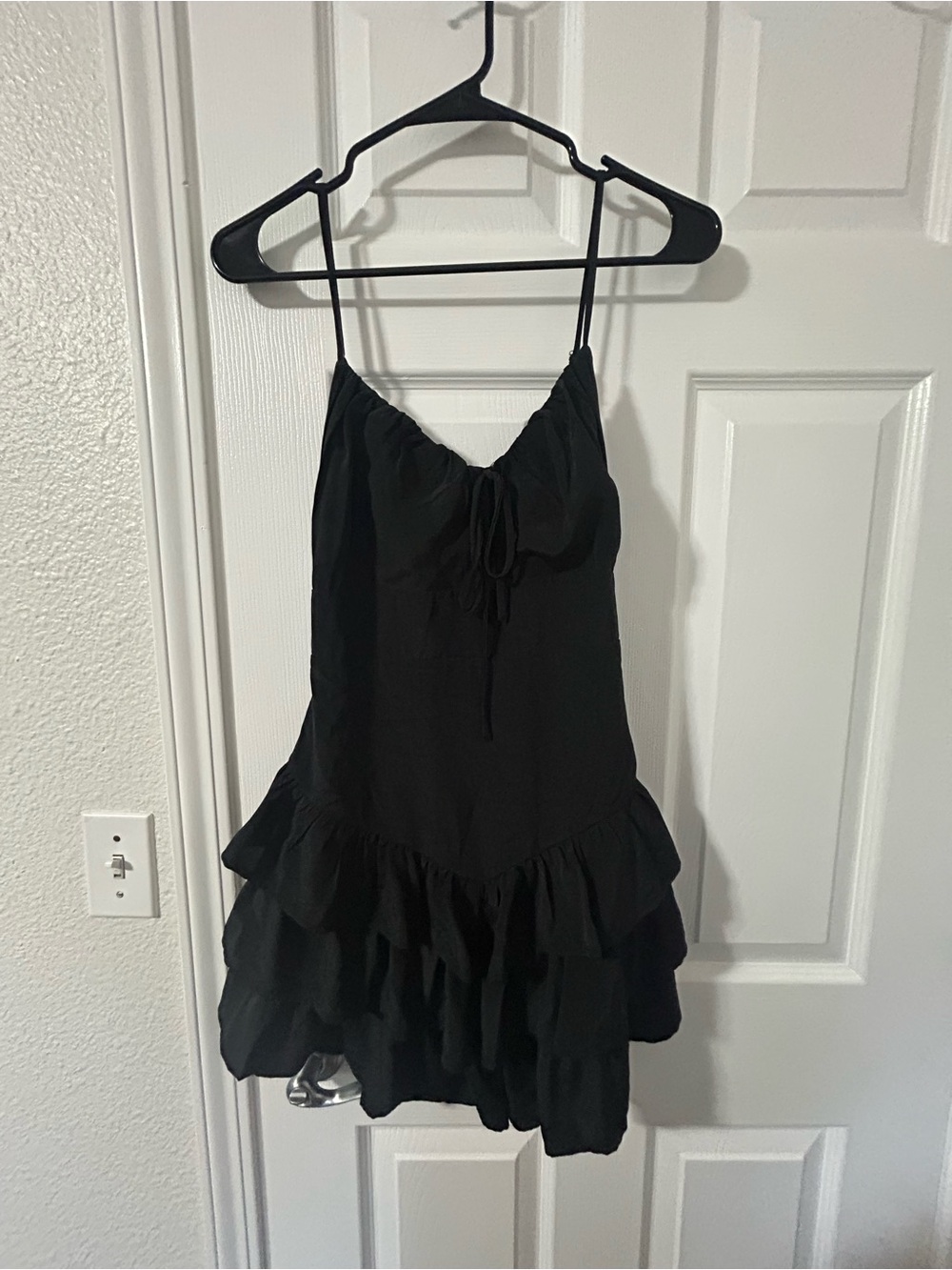 one clothing Black Ruffle Tiered Slip Dress